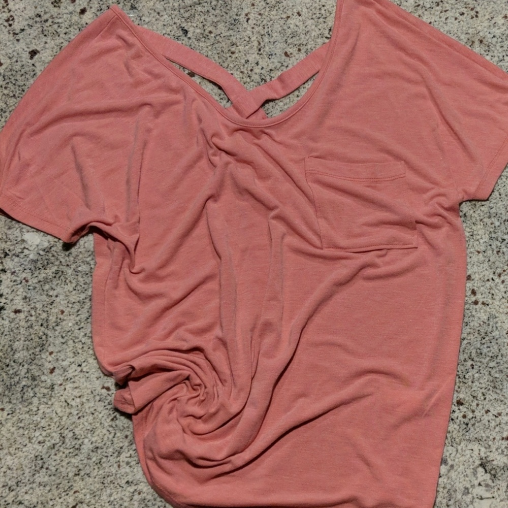 Coral T-shirt with X Back
